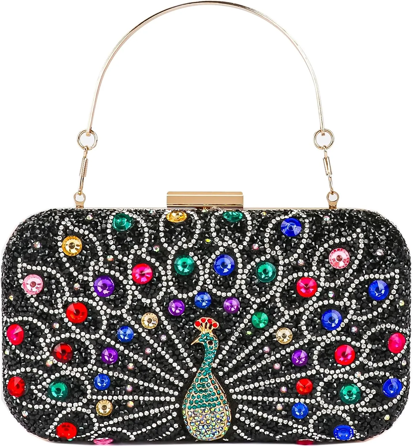 Womens Vintage Beaded Rhinestone Peacock Clutch Purse Handmade Crossbody Bag Evening Handbag For Wedding Party Prom