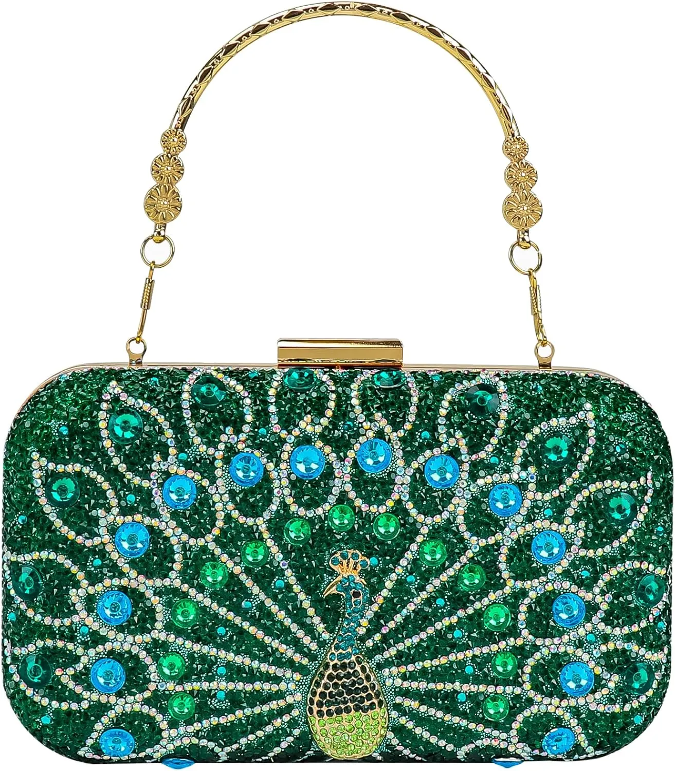 Womens Vintage Beaded Rhinestone Peacock Clutch Purse Handmade Crossbody Bag Evening Handbag For Wedding Party Prom