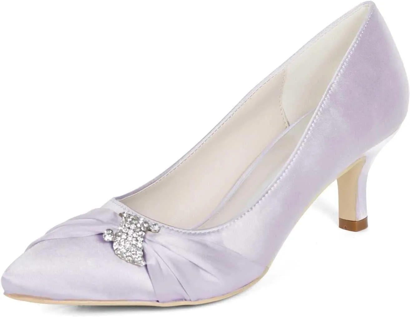 Womens Wedding Shoes NALoRa Women's Rhinestone Heeled Sandals Pointy Toe Stilettos High Heels Pointed Toe Slip on Pumps Wedding Shoes for Bridal Dress(Light Gray,5.5 UK)