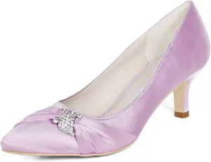 Womens Wedding Shoes NALoRa Women's Rhinestone Heeled Sandals Pointy Toe Stilettos High Heels Pointed Toe Slip on Pumps Wedding Shoes for Bridal Dress(Light Pink,6 UK)