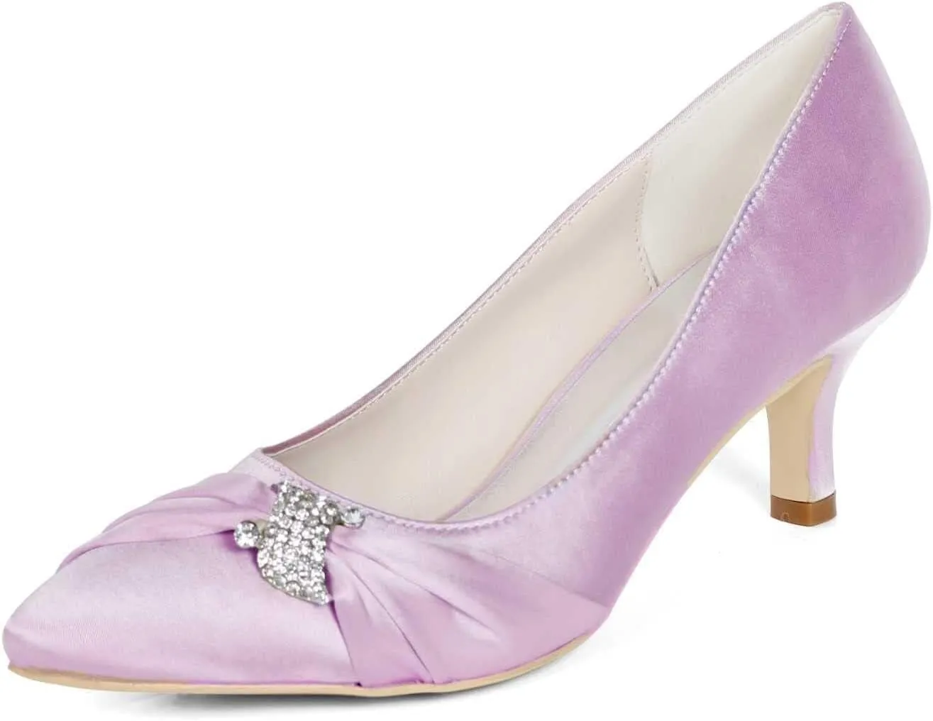 Womens Wedding Shoes NALoRa Women's Rhinestone Heeled Sandals Pointy Toe Stilettos High Heels Pointed Toe Slip on Pumps Wedding Shoes for Bridal Dress(Light Pink,6 UK)