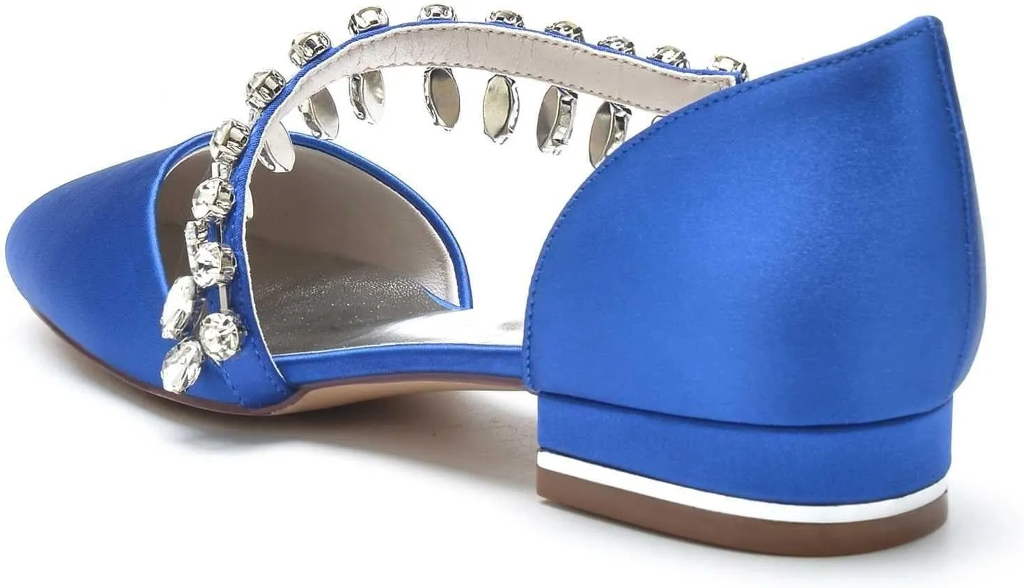 Womens Wedding Shoes Women's Flats, Round Toe Rhinestones Slip On Flats for Women Dressy Casual Work Office Party, Low Heel Dress Shoes for Women(Royal Blue,11.5)