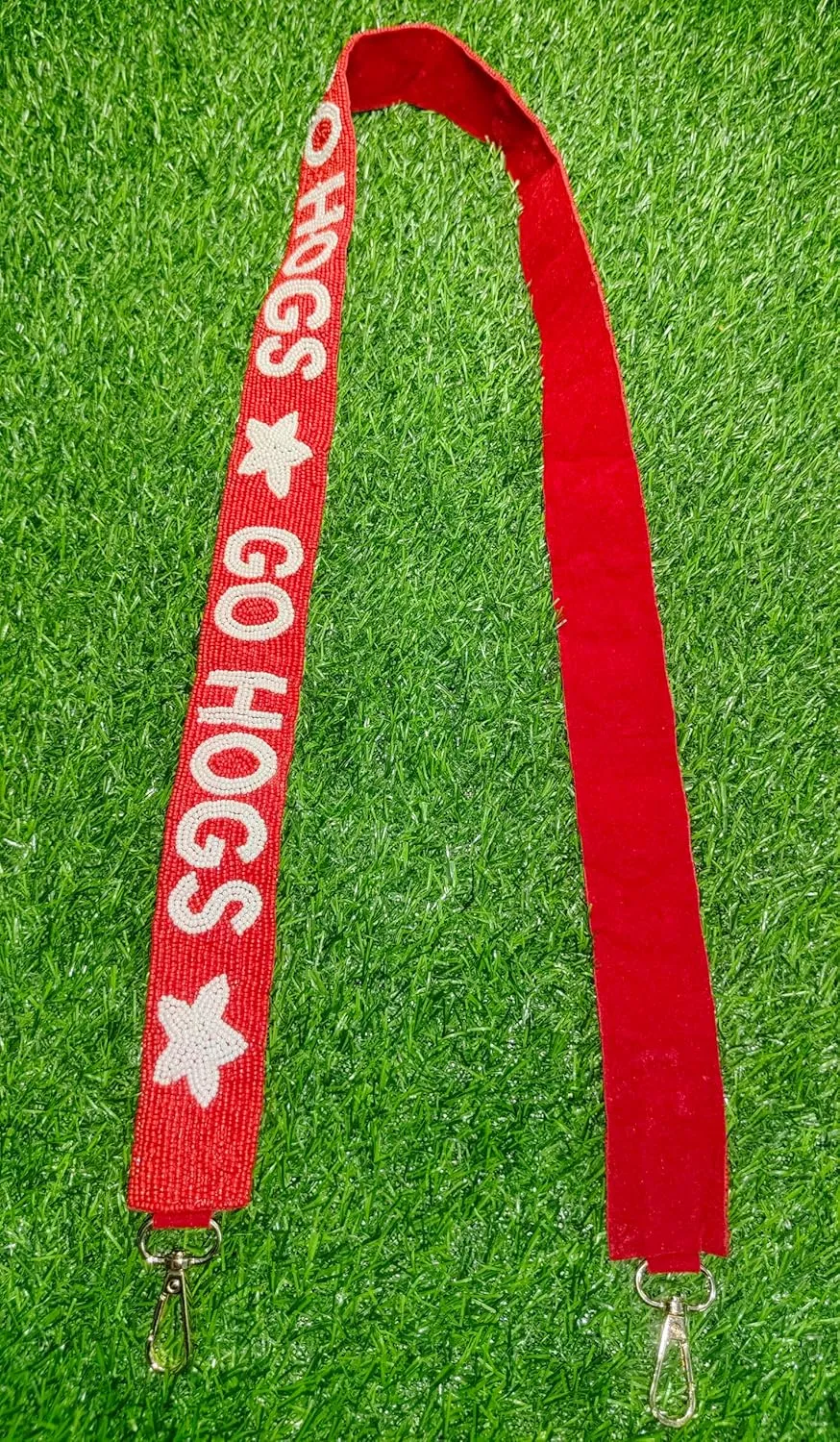 woo razor Sooi Beaded Purse Strap – 47" x 1.5" for Game Day, Crossbody and Handbag Replacement (hog red)