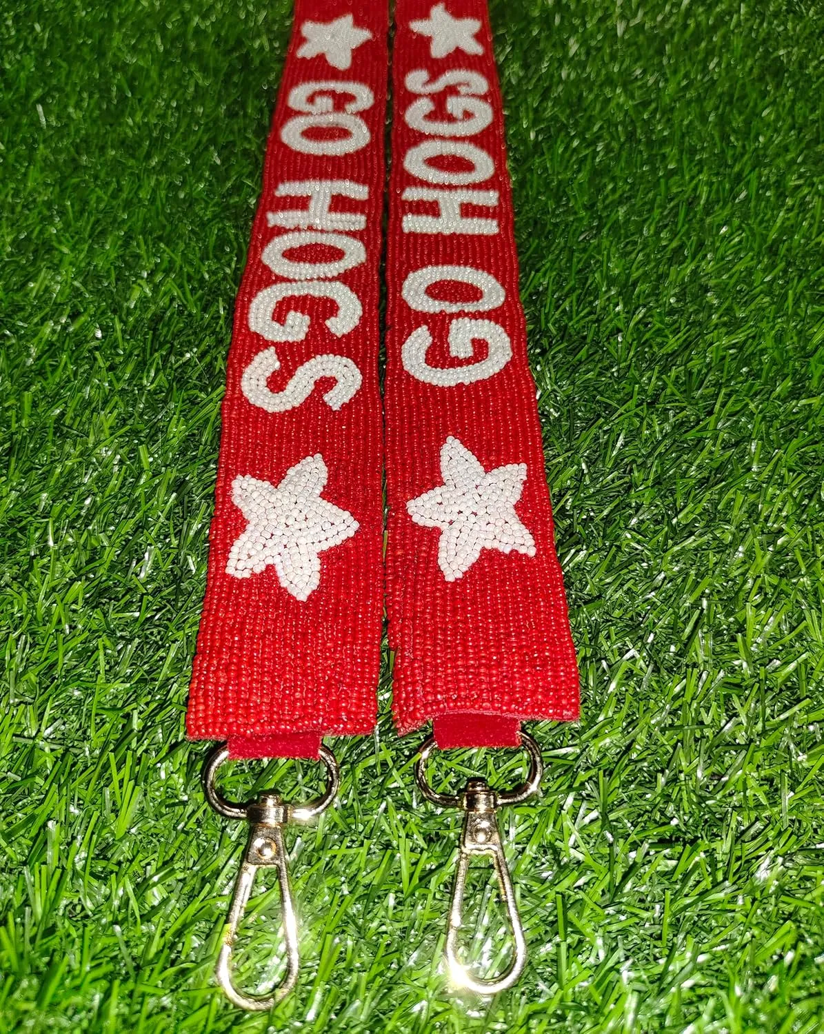 woo razor Sooi Beaded Purse Strap – 47" x 1.5" for Game Day, Crossbody and Handbag Replacement (hog red)