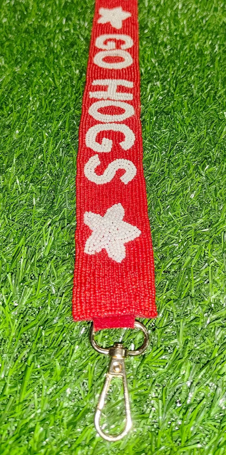 woo razor Sooi Beaded Purse Strap – 47" x 1.5" for Game Day, Crossbody and Handbag Replacement (hog red)