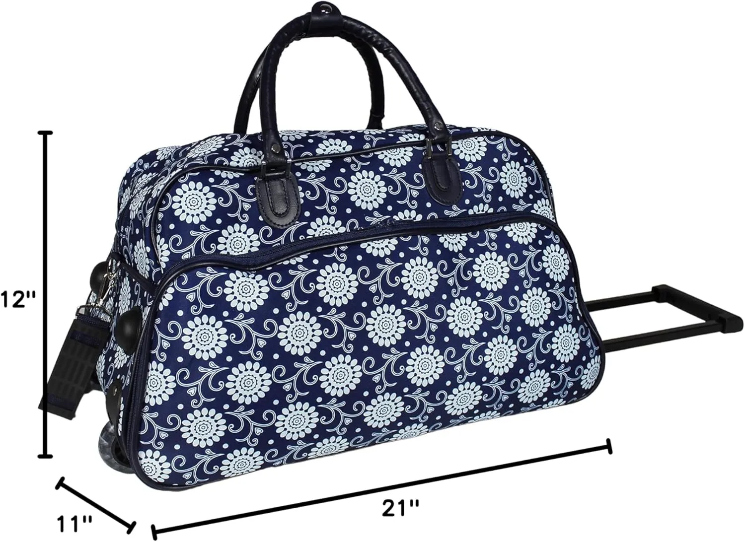 World Traveler Floral Prints 21-inch Carry-on Rolling Duffel Bag