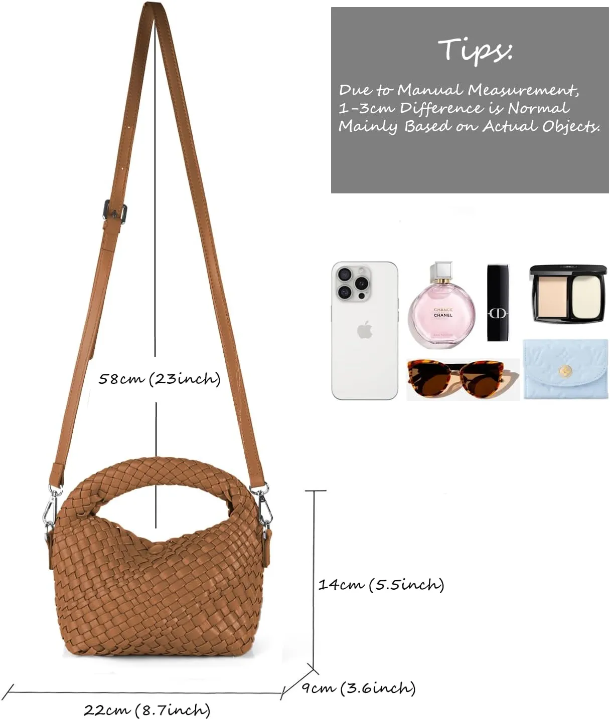 Woven Handbag For Women, Small Metallic Purse with Detachable Crossbody Strap, Girls Daily Top Handle Bag