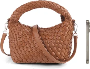 Woven Handbag For Women, Small Metallic Purse with Detachable Crossbody Strap, Girls Daily Top Handle Bag