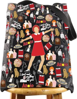 WZMPA Red Ribbon Girl Musical Toiletry Bag Oliver Warbucks Fans Gift Hope In Scarlet Zipper Bag Hard-Knock Dreams Inspired Gift (Ann Bl TG)