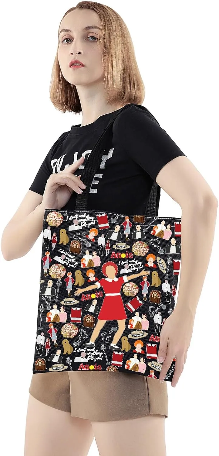 WZMPA Red Ribbon Girl Musical Toiletry Bag Oliver Warbucks Fans Gift Hope In Scarlet Zipper Bag Hard-Knock Dreams Inspired Gift (Ann Bl TG)