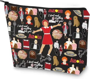 WZMPA Red Ribbon Girl Musical Toiletry Bag Oliver Warbucks Fans Gift Hope In Scarlet Zipper Bag Hard-Knock Dreams Inspired Gift (Ann Bl)