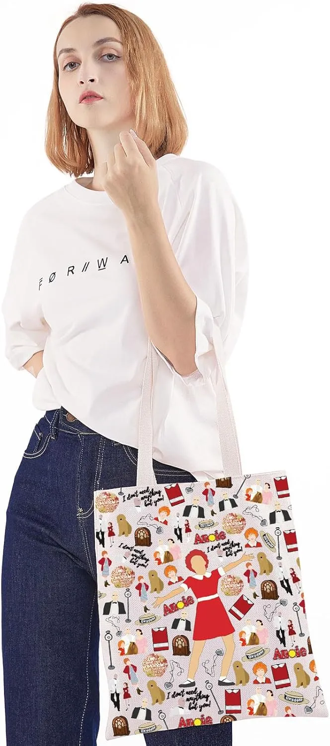 WZMPA Red Ribbon Girl Musical Toiletry Bag Oliver Warbucks Fans Gift Hope In Scarlet Zipper Bag Hard-Knock Dreams Inspired Gift (Ann TG)