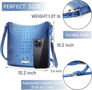 XXGJOALD-Shoulder Crocodile Flat Handbags for Women trendy Ladies Shoulder Bag Embossed Pattern Leather Crossbody Purse