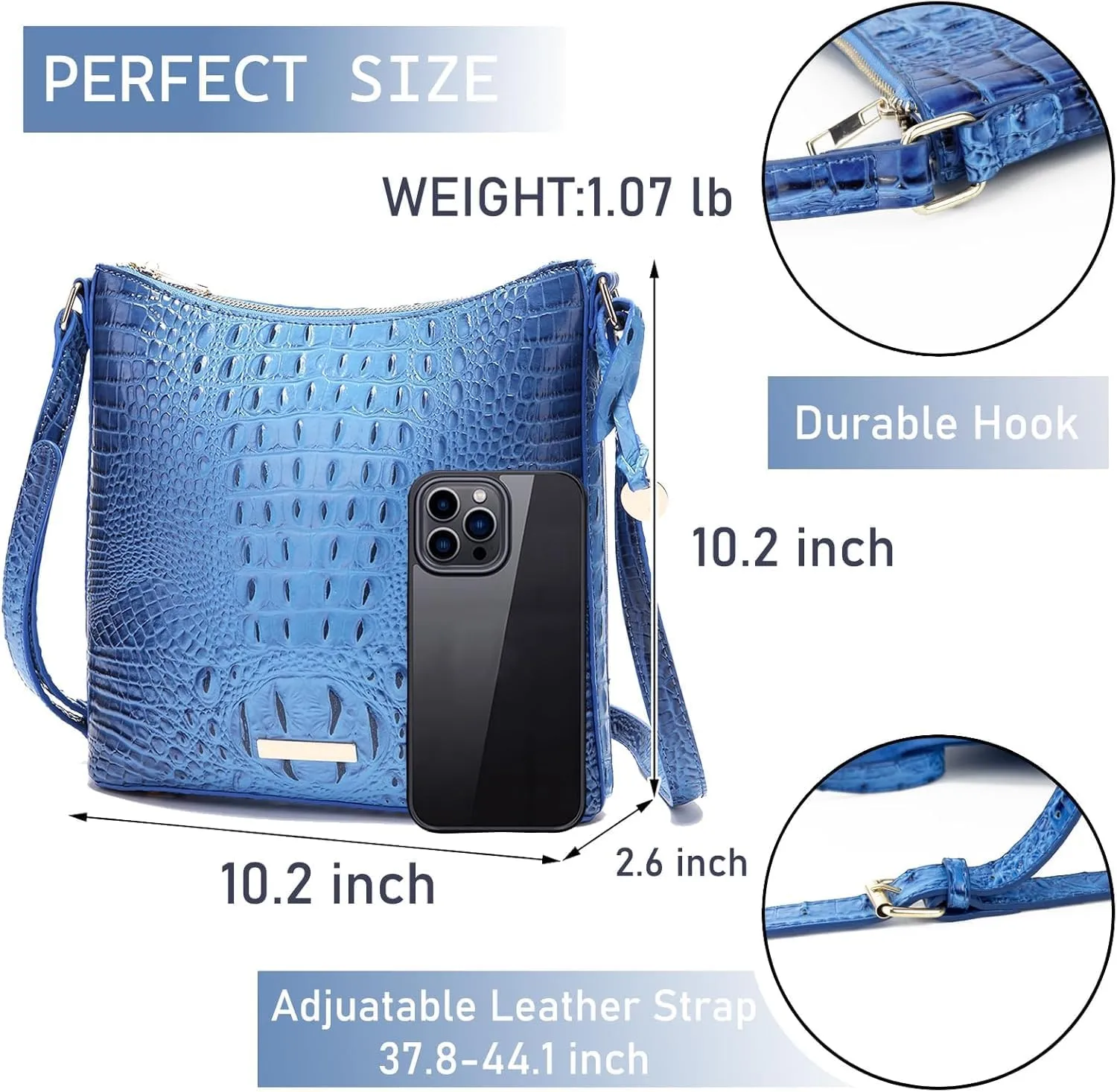 XXGJOALD-Shoulder Crocodile Flat Handbags for Women trendy Ladies Shoulder Bag Embossed Pattern Leather Crossbody Purse