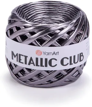 YarnArt Metallic Club Super Bulky T-Shirt Yarn - 100% Polyester, 6.35 oz / 180 gr, 60 yrds / 55 Meters - Shiny Colors for Handbags, Rugs, Chic Night Bags, Crochet (8104)