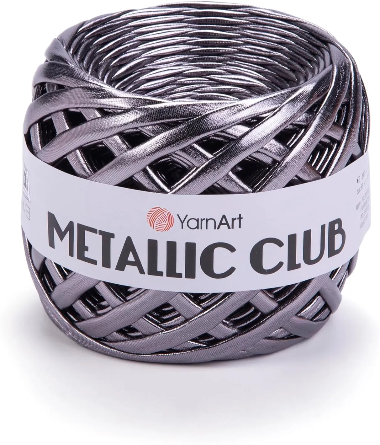 YarnArt Metallic Club Super Bulky T-Shirt Yarn - 100% Polyester, 6.35 oz / 180 gr, 60 yrds / 55 Meters - Shiny Colors for Handbags, Rugs, Chic Night Bags, Crochet (8104)