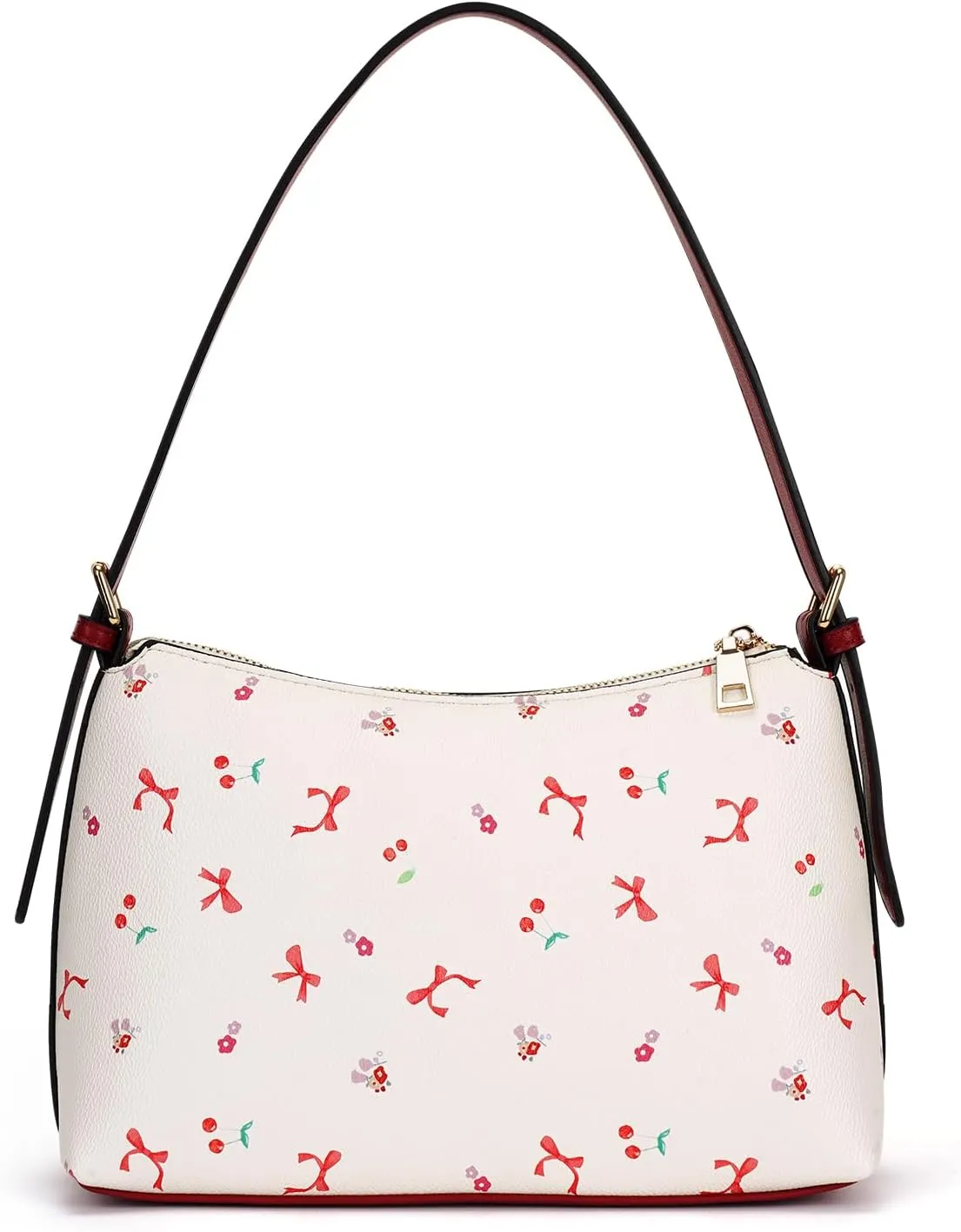 YFGBCX Small Shoulder Bag Bow Print Purse Cute Floral Handbag Purse Trendy Coquette Aesthetic Shoulder Purse for Women, Beige