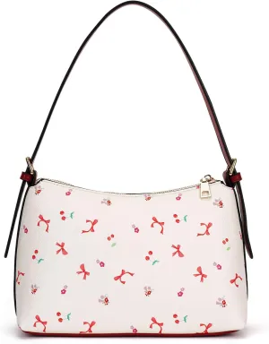 YFGBCX Small Shoulder Bag Bow Print Purse Cute Floral Handbag Purse Trendy Coquette Aesthetic Shoulder Purse for Women, Beige