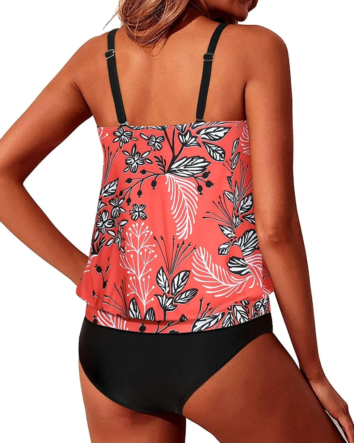 Yonique Two Piece Blouson Tankini Swimsuits for Women Modest Bathing Suits Loose Fit Swimwear