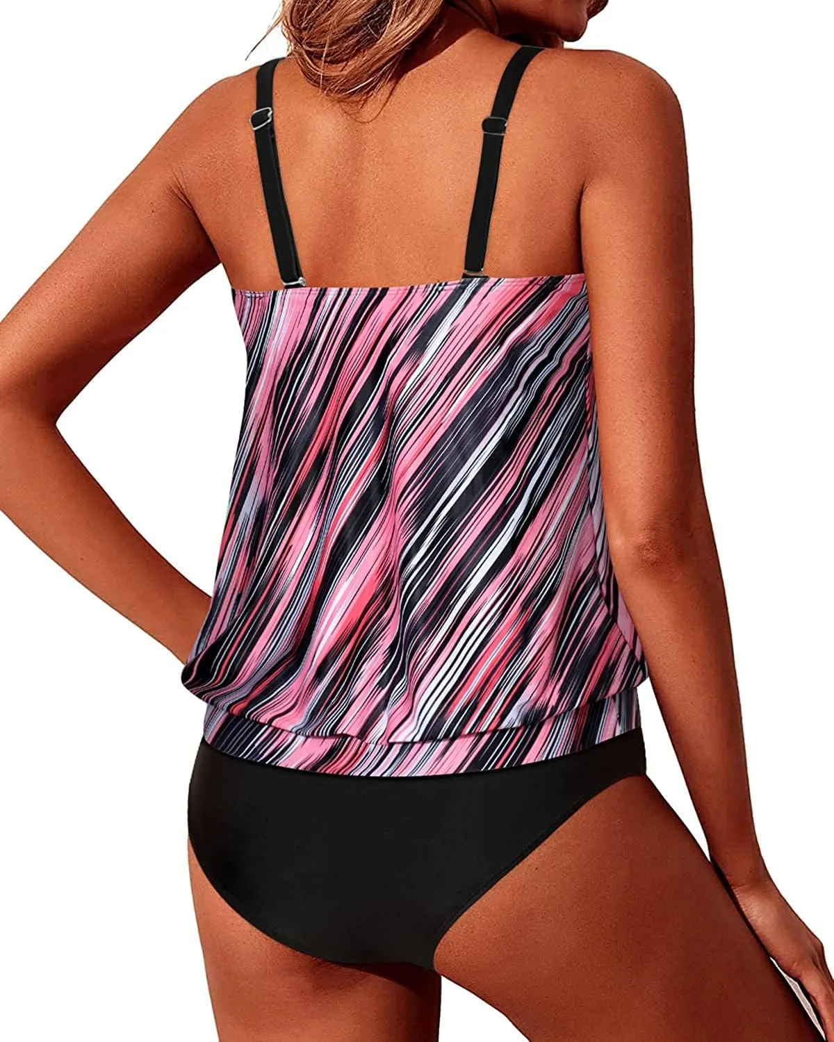 Yonique Two Piece Blouson Tankini Swimsuits for Women Modest Bathing Suits Loose Fit Swimwear