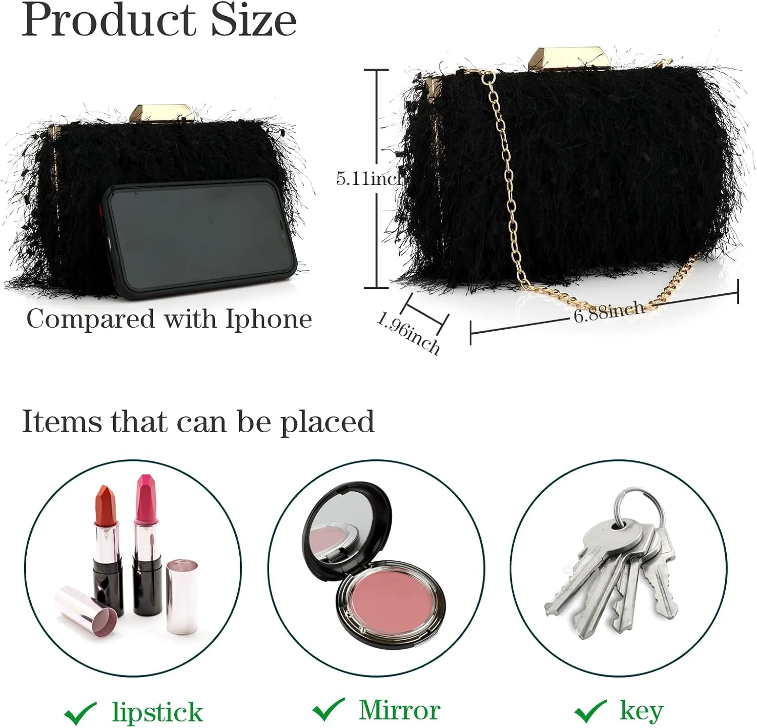 YYW Clutch Purse for Women Cute Handbags Top Handle Evening Bag Crossbody Bag Shoulder Bag for Wedding Party Prom Banquet