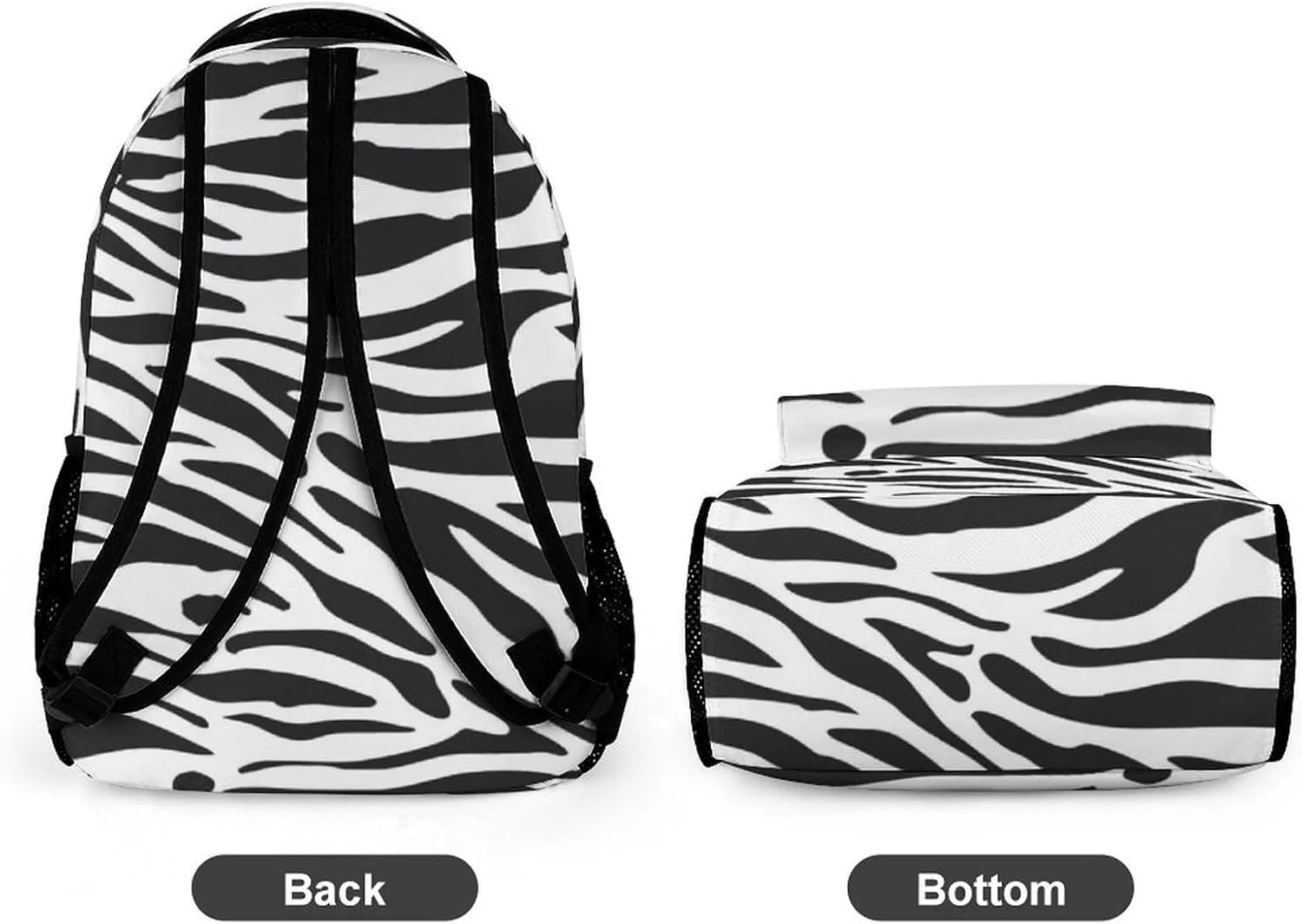 Zebra Backpack for Kids Girls Boys School, 16 Inches Cute Zebras Theme Bookbag, Adjustable, Lightweight, Large Capacity, Colorful Daily Casual Backpacks
