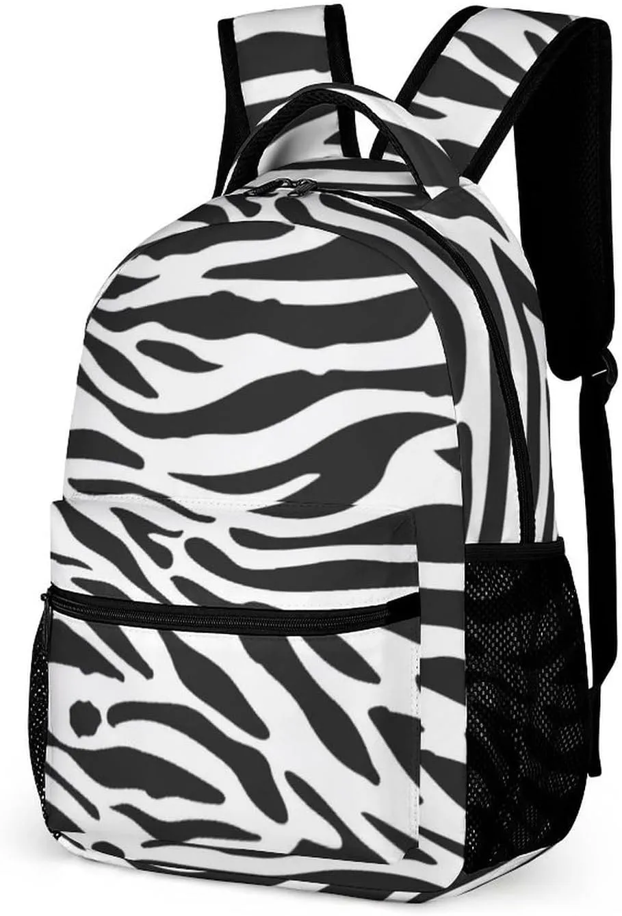 Zebra Backpack for Kids Girls Boys School, 16 Inches Cute Zebras Theme Bookbag, Adjustable, Lightweight, Large Capacity, Colorful Daily Casual Backpacks